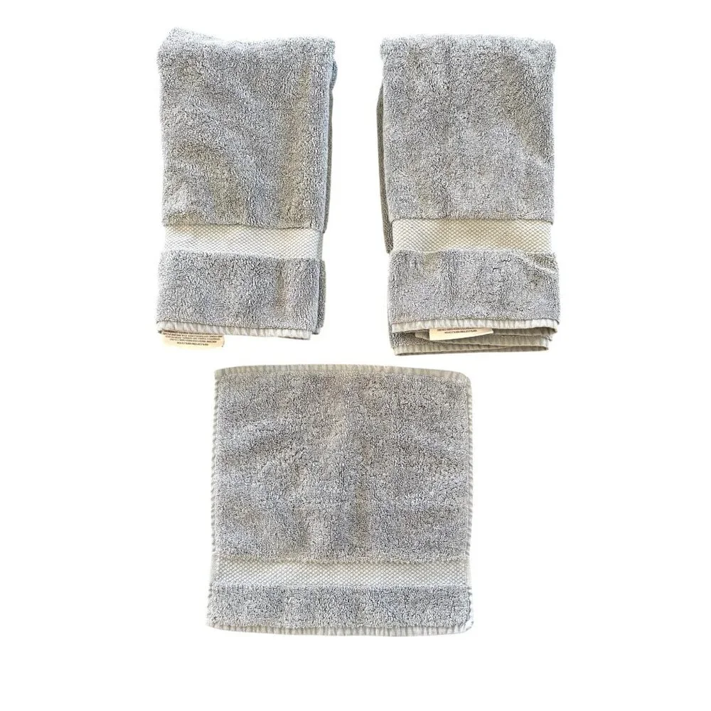 Restoration Hardware Turkish Cotton Hand Towels and 1 Washcloth Grayish Blue